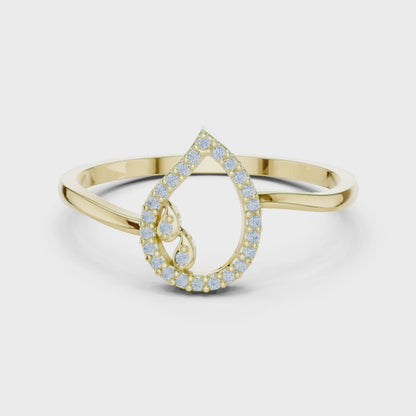 Wave Bypass Round Diamond Fashion Ring in Yellow Gold