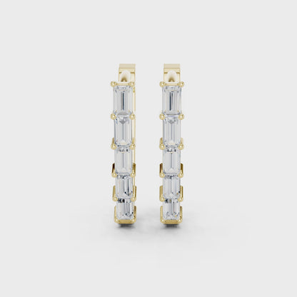 Essential Prism Emerald Diamond Hoop Earrings in Yellow Gold