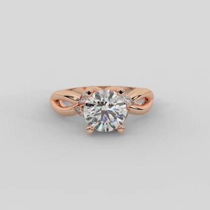 Luna Glow Twisted Marquise Emerald Diamond Engagement Ring in Rose Gold