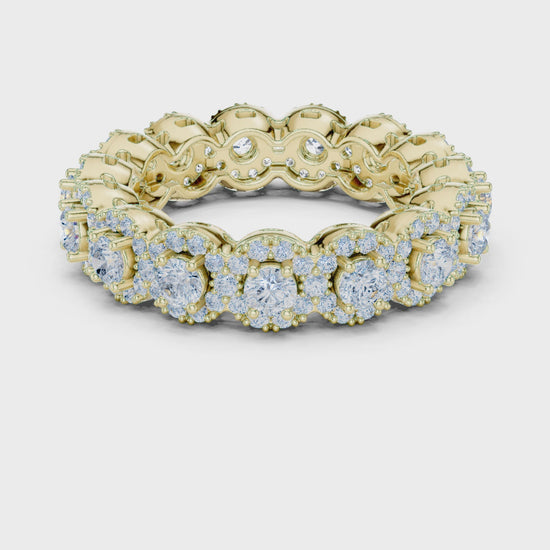 Eden Cluster Round Diamond Eternity Band in Yellow Gold