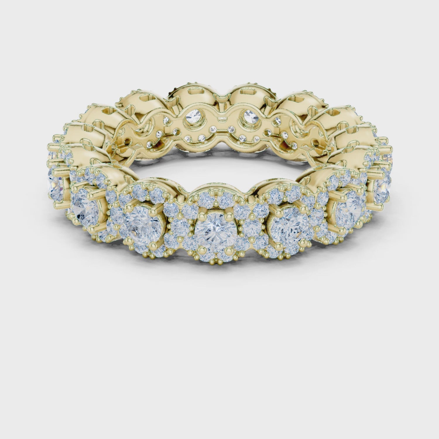 Eden Cluster Round Diamond Eternity Band in Yellow Gold