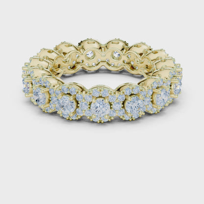 Eden Cluster Round Diamond Eternity Band in Yellow Gold