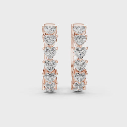 Endless Devotion Heart Diamond Huggie Hoop Earrings in Rose Gold