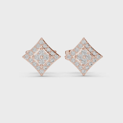 Iris Cluster Round Diamond Stud Earrings in Rose Gold
