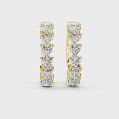 Endless Devotion Heart Diamond Huggie Hoop Earrings in Yellow Gold