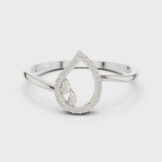 Wave Bypass Round Diamond Fashion Ring in Silver