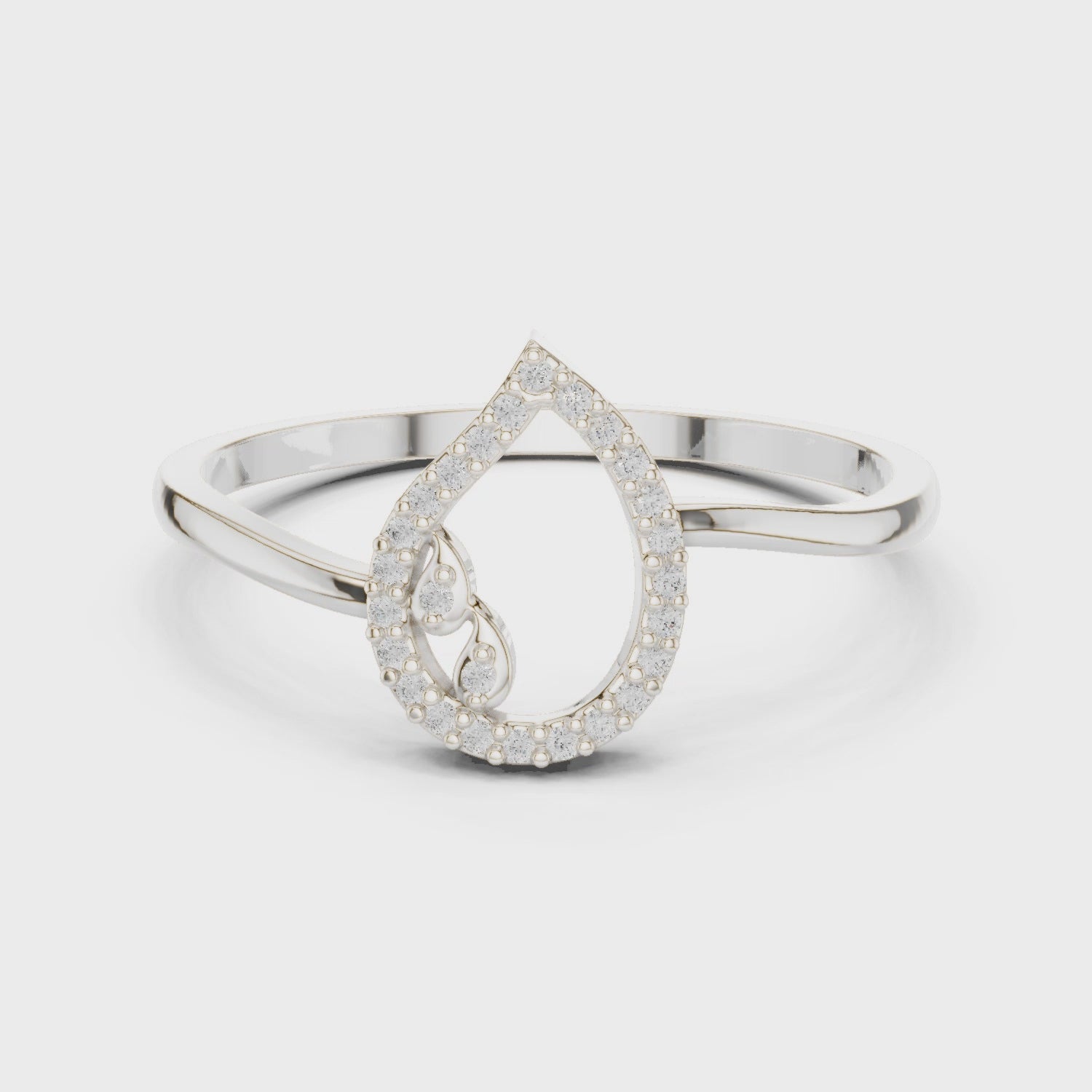 Wave Bypass Round Diamond Fashion Ring in Silver