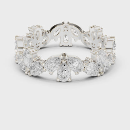 Petal Floral Pear Diamond Eternity Band in Silver