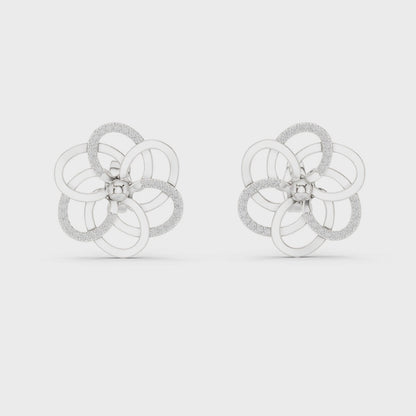 The Infinite Bloom Round Diamond Earrings in Silver