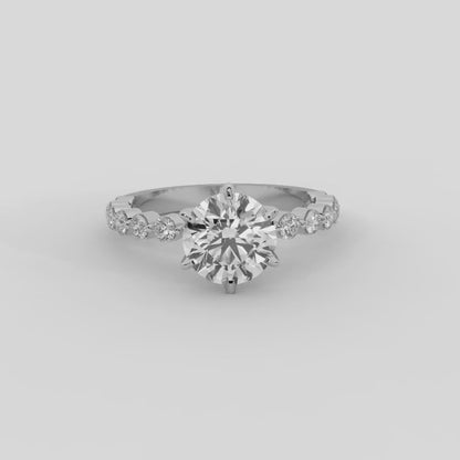 Eleanor Majesty Side Stone Marquise Diamond Engagement Ring in White Gold
