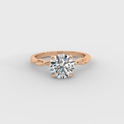 Celeste Grace Solitaire Emerald Diamond Engagement Ring in Rose Gold