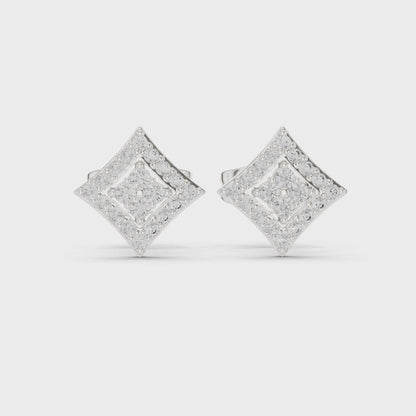 Iris Cluster Round Diamond Stud Earrings in Platinum