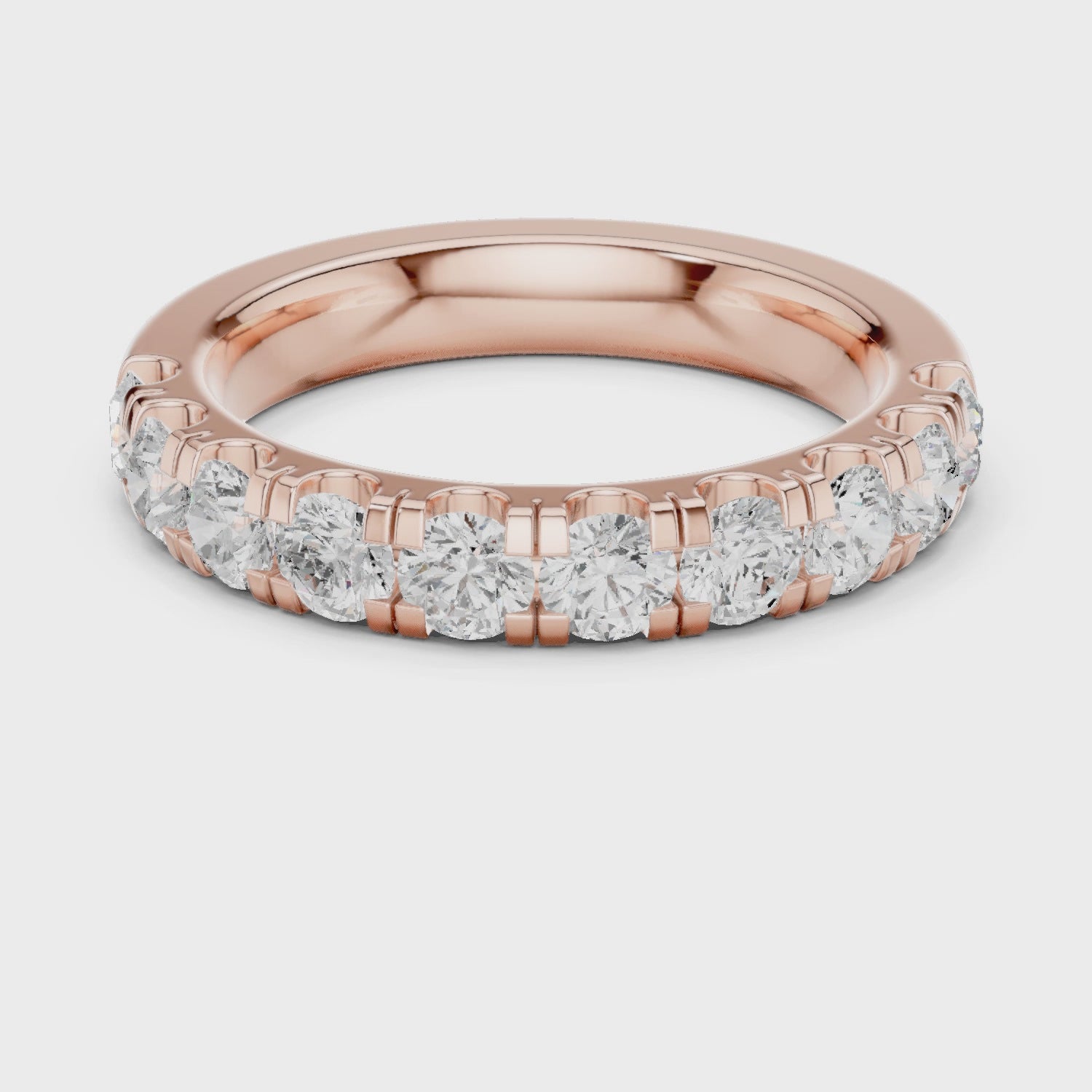 Iris Bar Round Diamond Eternity Band in Rose Gold