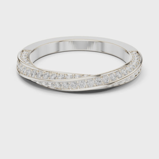 Eden Twist Round Diamond Wedding Band in Silver