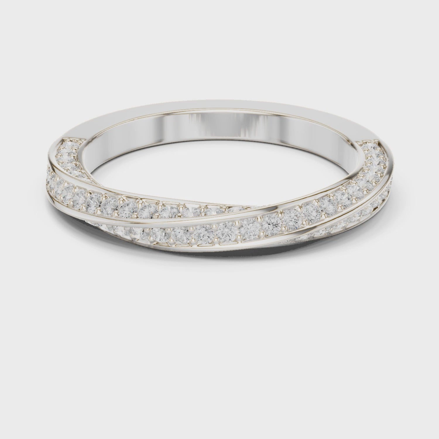 Eden Twist Round Diamond Wedding Band in Silver