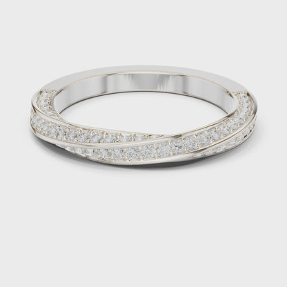 Eden Twist Round Diamond Wedding Band in Silver