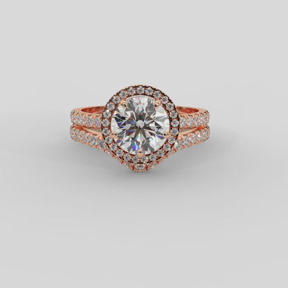 Seraphina Halo Round Diamond Engagement Ring in Rose Gold