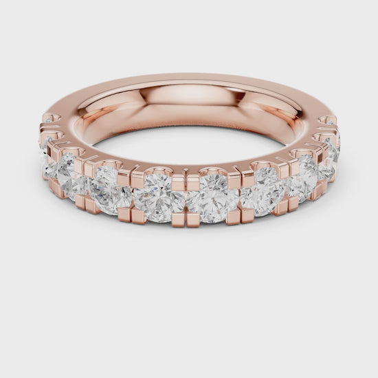 Crest Bar Round Diamond Eternity Band in Rose Gold