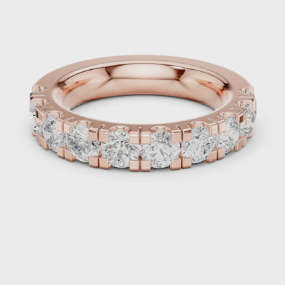 Crest Bar Round Diamond Eternity Band in Rose Gold