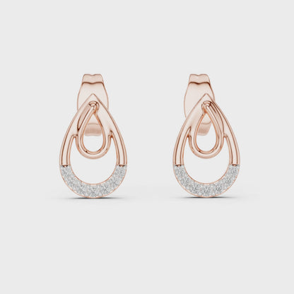 Petal Round Diamond Drop Earrings in Rose Gold