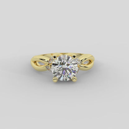 Luna Glow Twisted Marquise Emerald Diamond Engagement Ring in Yellow Gold