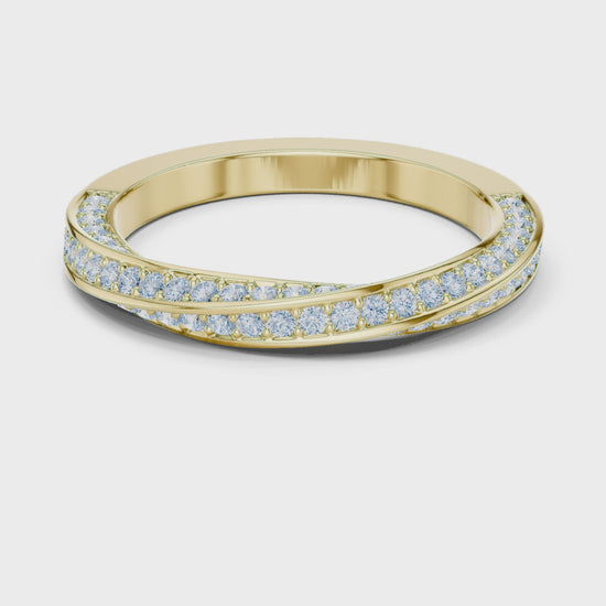 Eden Twist Round Diamond Wedding Band in Yellow Gold