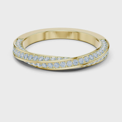 Eden Twist Round Diamond Wedding Band in Yellow Gold