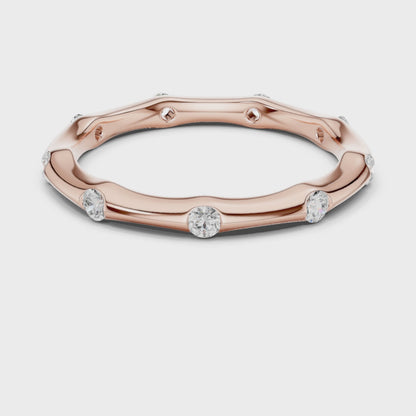 Wave Bezel Round Diamond Eternity Band in Rose Gold