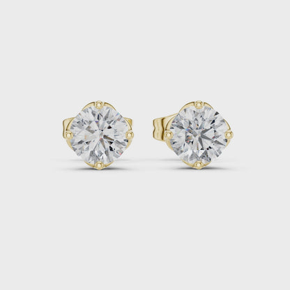 Amour Classic Round Diamond Stud Earrings in Yellow Gold