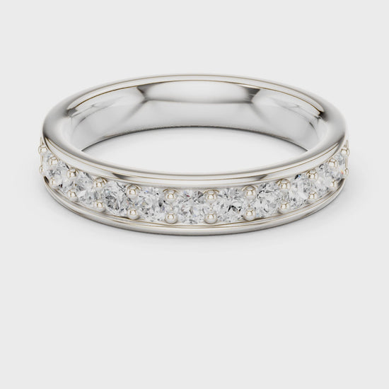 Eden Bar Round Diamond Wedding Band in Silver