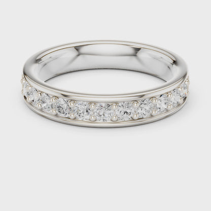 Eden Bar Round Diamond Wedding Band in Silver