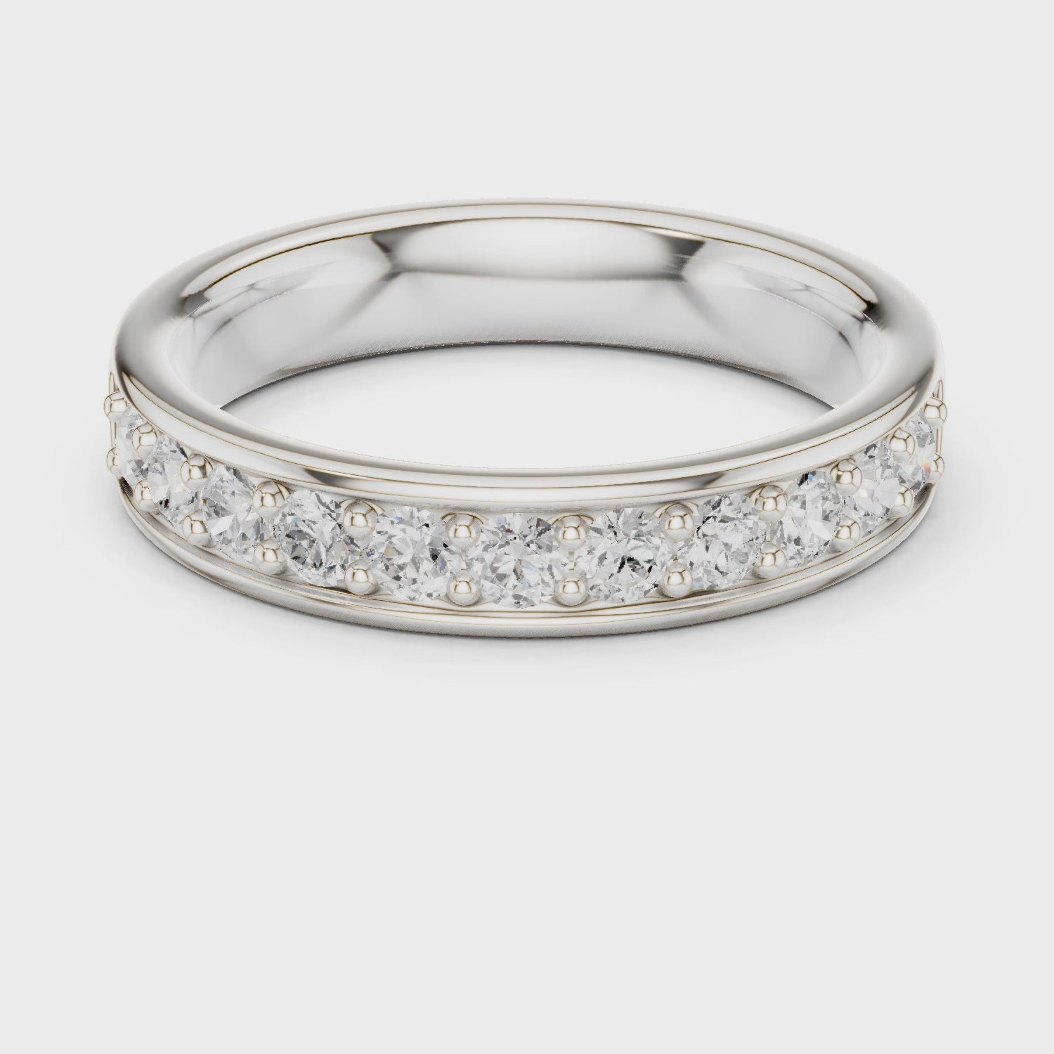 Eden Bar Round Diamond Wedding Band in Silver