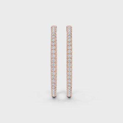 Eternity Aura Round Diamond Hoop Earrings in Rose Gold