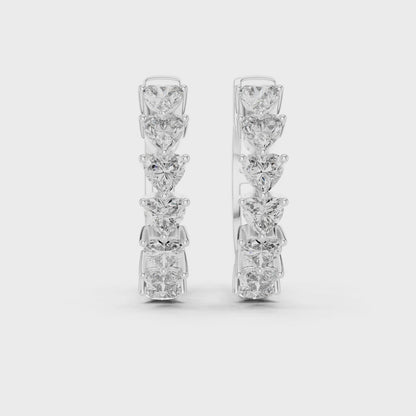 Endless Devotion Heart Diamond Huggie Hoop Earrings in Silver