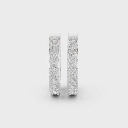 Whispering Light Round Diamond Hoop Earrings in Silver
