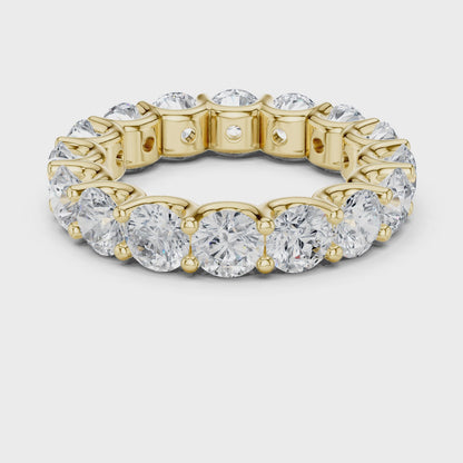 Warm Brilliance Round Diamond Eternity Band in Yellow Gold