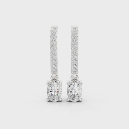 Juno Pave Oval & Round Diamond Drop Earrings in Platinum
