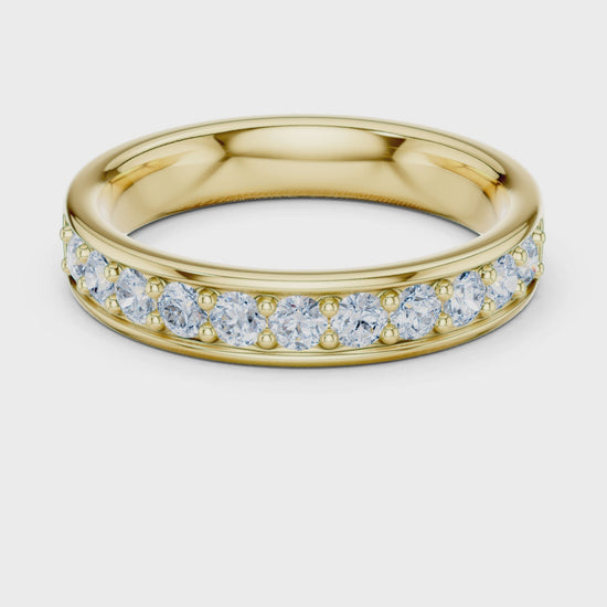 Eden Bar Round Diamond Wedding Band in Yellow Gold
