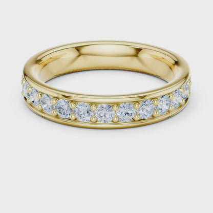 Eden Bar Round Diamond Wedding Band in Yellow Gold