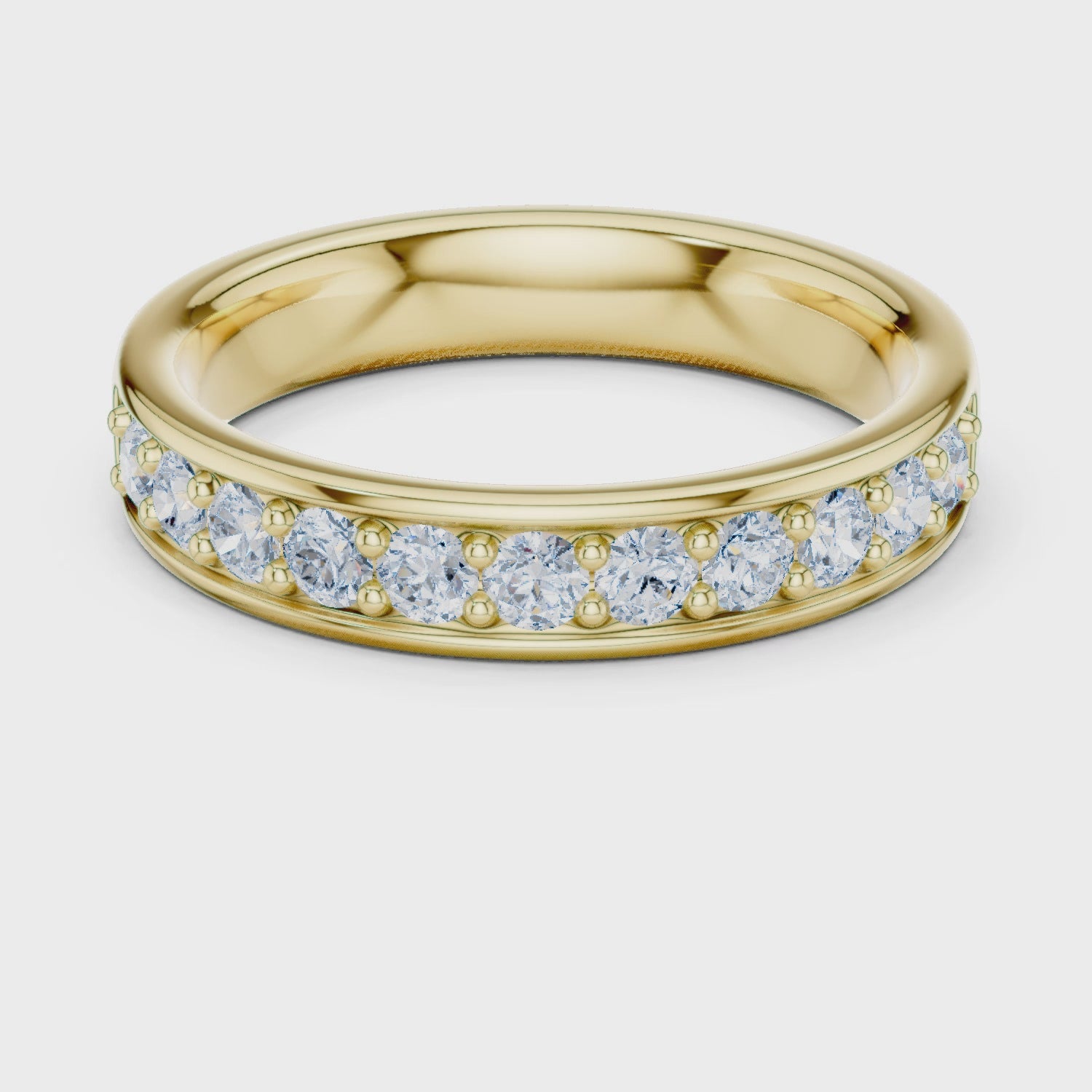 Eden Bar Round Diamond Wedding Band in Yellow Gold