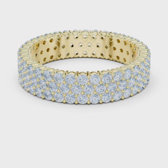 Wide Pave Round Diamond Eternity Ring in Yellow Gold