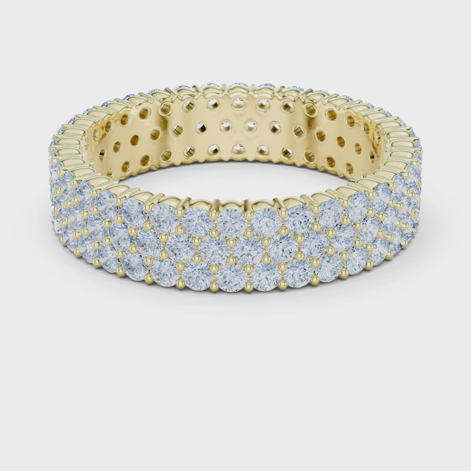 Wide Pave Round Diamond Eternity Ring in Yellow Gold