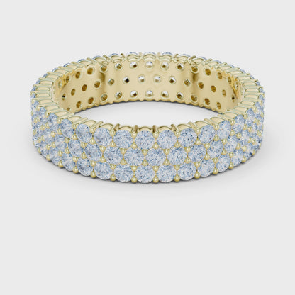 Wide Pave Round Diamond Eternity Ring in Yellow Gold