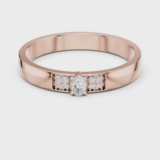 The Sleek Oval & Round Diamond Band in Rose Gold