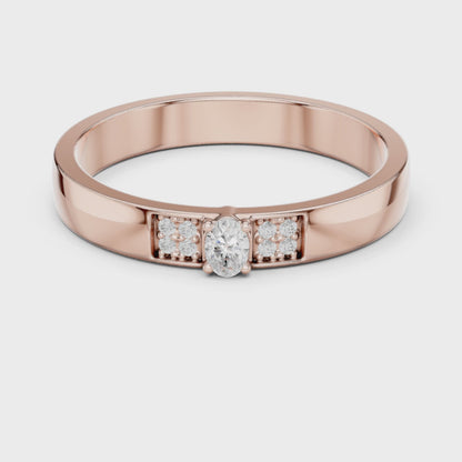 The Sleek Oval & Round Diamond Band in Rose Gold