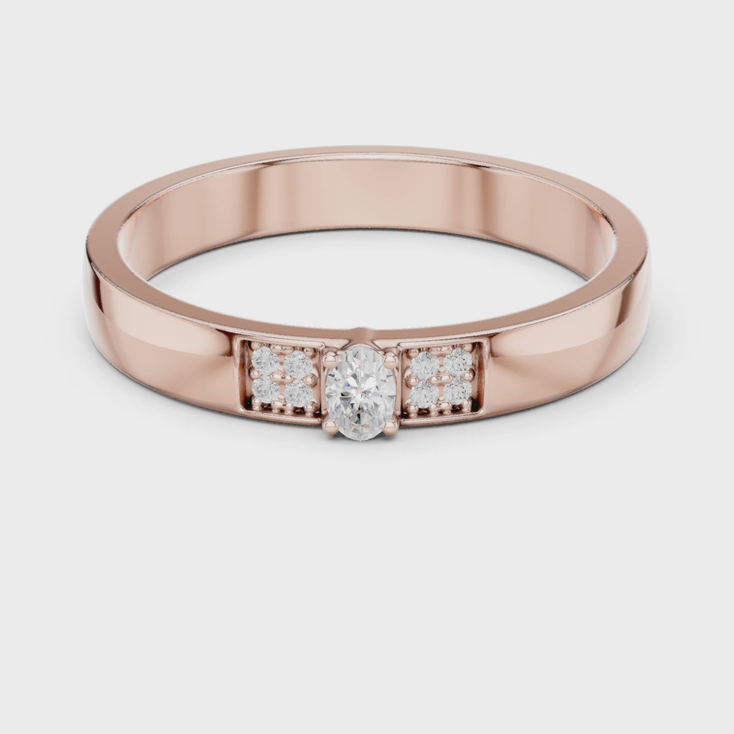 The Sleek Oval & Round Diamond Band in Rose Gold