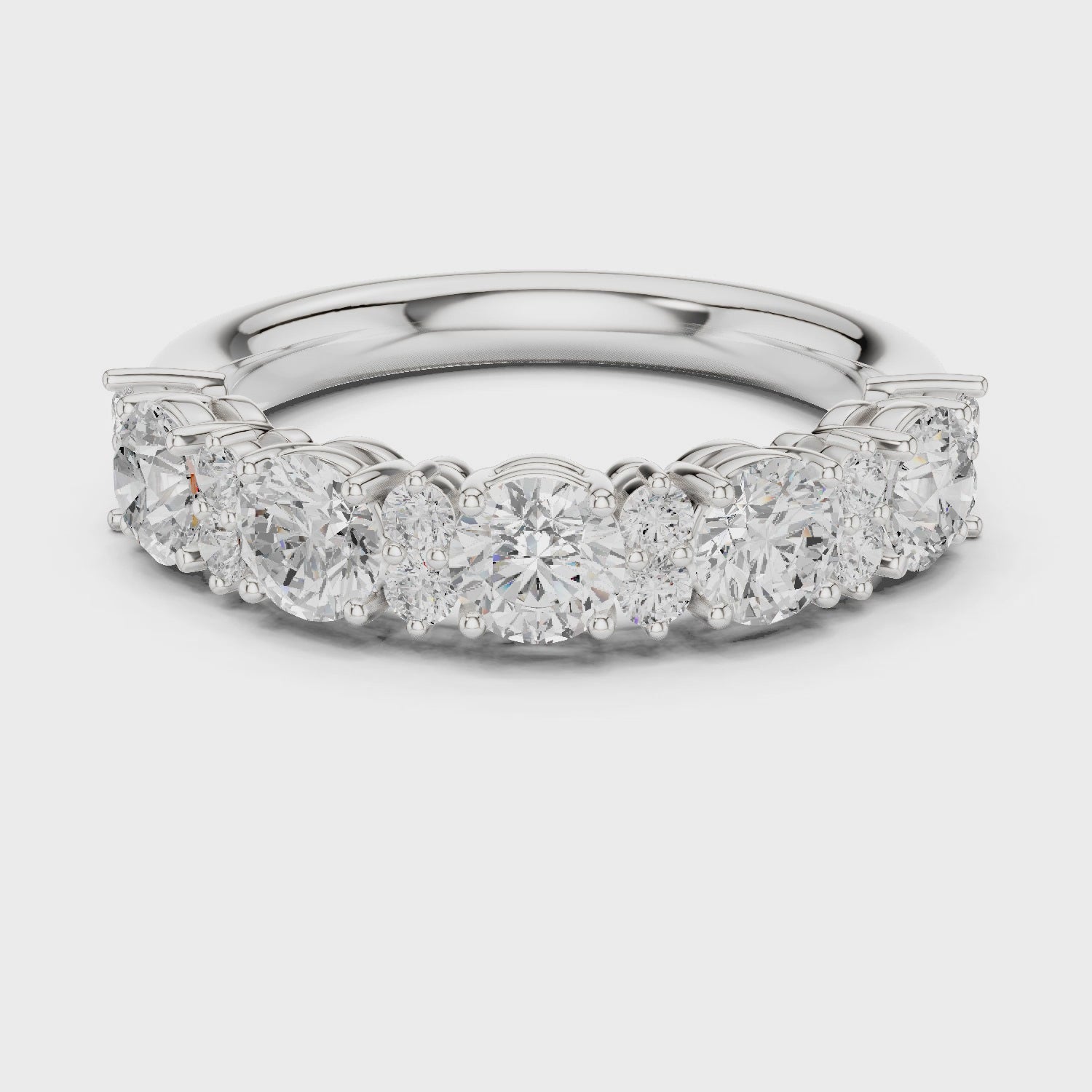 Luminescence Alternating Round Diamond Anniversary Band in Silver