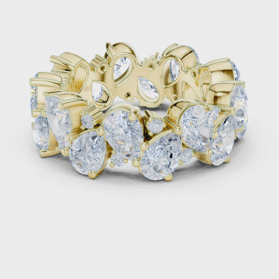 Eden Cluster Pear & Round Diamond Eternity Band in Yellow Gold