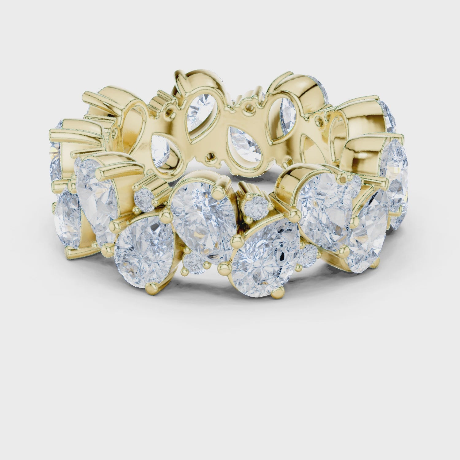 Eden Cluster Pear & Round Diamond Eternity Band in Yellow Gold