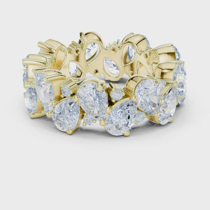 Eden Cluster Pear & Round Diamond Eternity Band in Yellow Gold